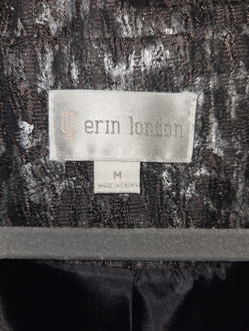 Erin London Women’s Textured Black Metallic Zip-Front Jacket - Picture 4 of 10